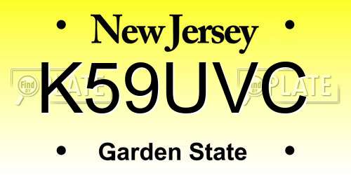 K59UVC New Jersey License Plate
