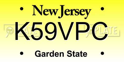 K59VPC New Jersey License Plate
