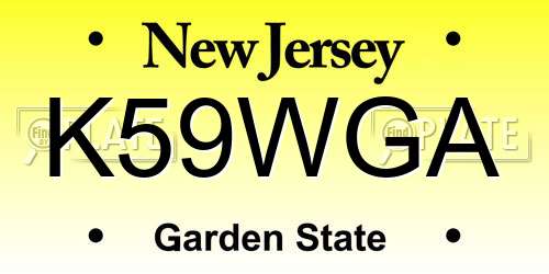 K59WGA New Jersey License Plate