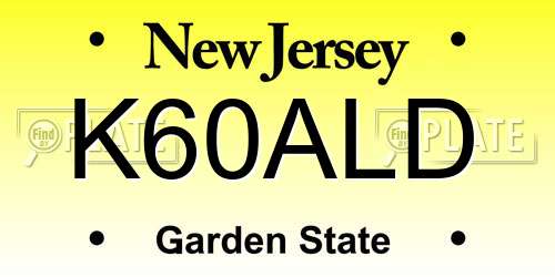 K60ALD New Jersey License Plate