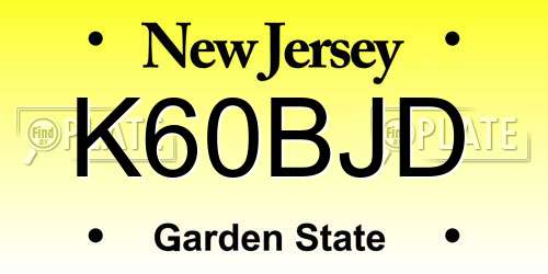K60BJD New Jersey License Plate