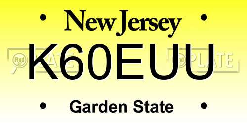 K60EUU New Jersey License Plate