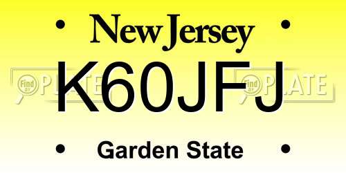 K60JFJ New Jersey License Plate