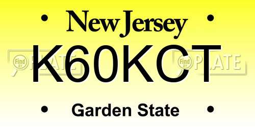 K60KCT New Jersey License Plate