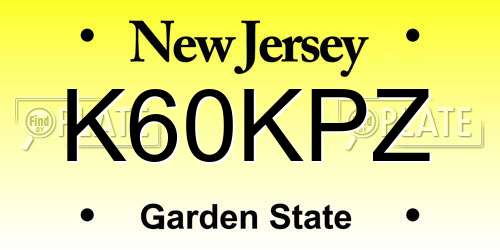 K60KPZ New Jersey License Plate