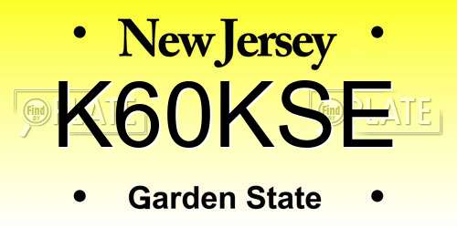 K60KSE New Jersey License Plate