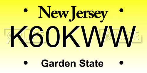 K60KWW New Jersey License Plate