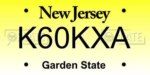 K60KXA New Jersey License Plate