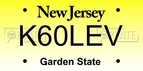 K60LEV New Jersey License Plate