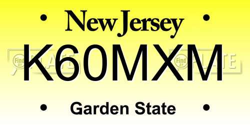K60MXM New Jersey License Plate