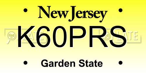 K60PRS New Jersey License Plate