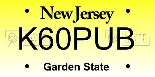 K60PUB New Jersey License Plate