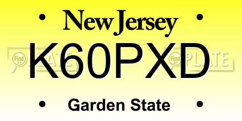 K60PXD New Jersey License Plate