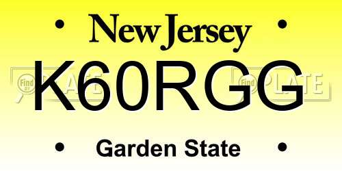 K60RGG New Jersey License Plate