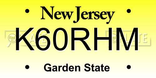 K60RHM New Jersey License Plate