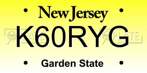 K60RYG New Jersey License Plate