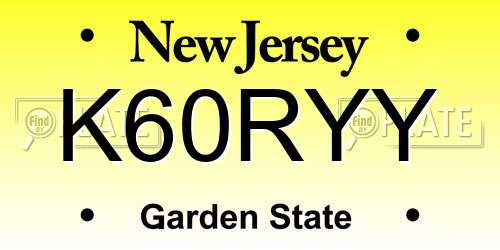 K60RYY New Jersey License Plate