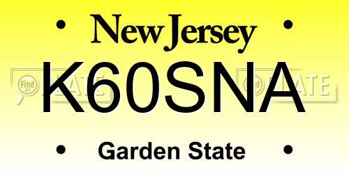K60SNA New Jersey License Plate