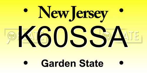 K60SSA New Jersey License Plate