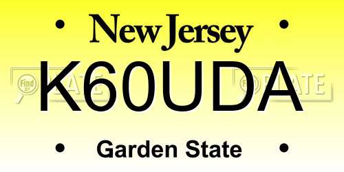 K60UDA New Jersey License Plate