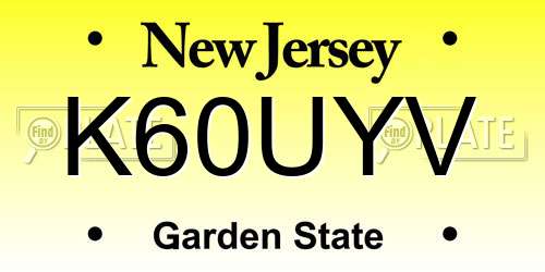 K60UYV New Jersey License Plate