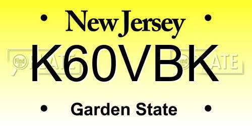 K60VBK New Jersey License Plate