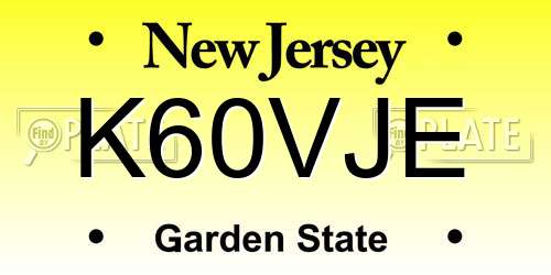 K60VJE New Jersey License Plate
