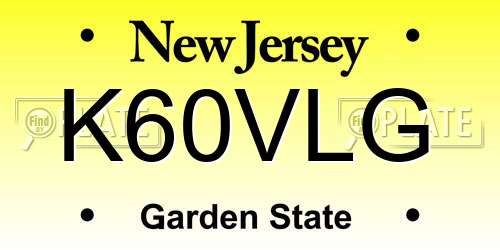K60VLG New Jersey License Plate
