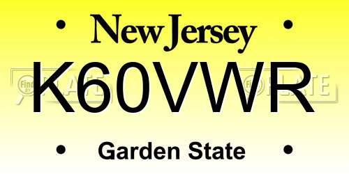 K60VWR New Jersey License Plate