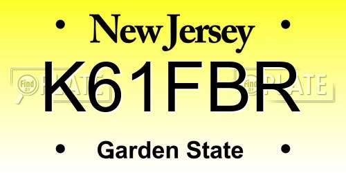 K61FBR New Jersey License Plate