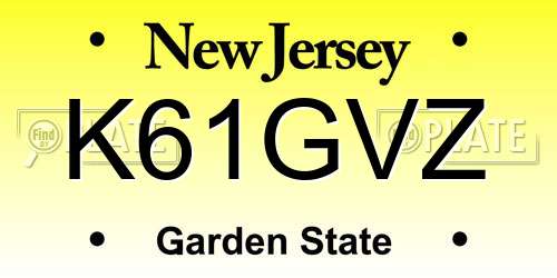 K61GVZ New Jersey License Plate
