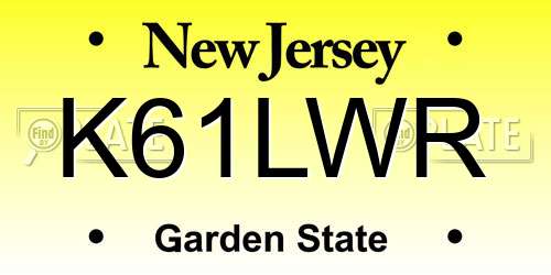 K61LWR New Jersey License Plate