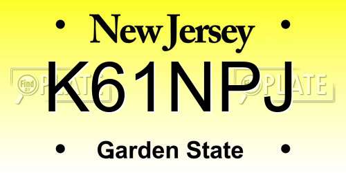 K61NPJ New Jersey License Plate