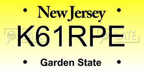 K61RPE New Jersey License Plate