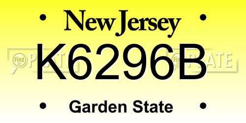 K6296B New Jersey License Plate