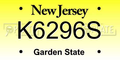 K6296S New Jersey License Plate
