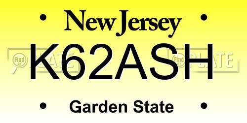 K62ASH New Jersey License Plate