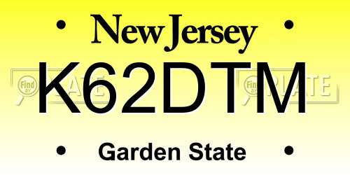 K62DTM New Jersey License Plate