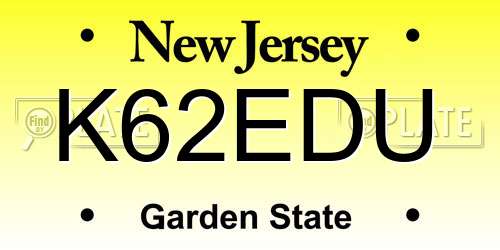K62EDU New Jersey License Plate