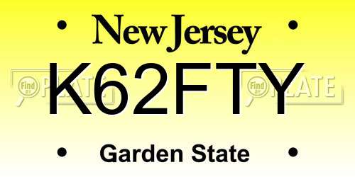 K62FTY New Jersey License Plate