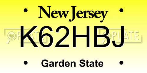 K62HBJ New Jersey License Plate