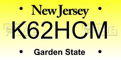 K62HCM New Jersey License Plate