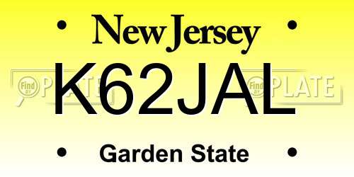 K62JAL New Jersey License Plate