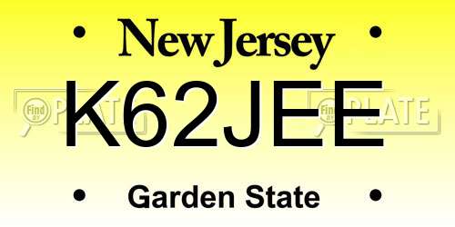 K62JEE New Jersey License Plate