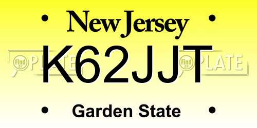 K62JJT New Jersey License Plate