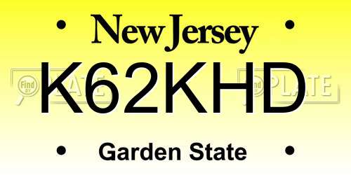 K62KHD New Jersey License Plate