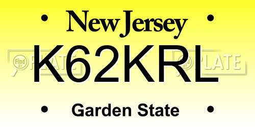 K62KRL New Jersey License Plate