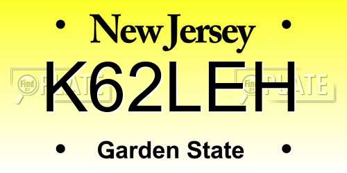 K62LEH New Jersey License Plate