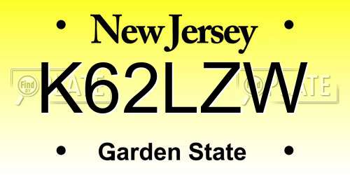 K62LZW New Jersey License Plate