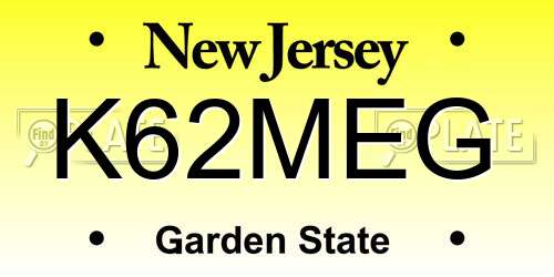K62MEG New Jersey License Plate